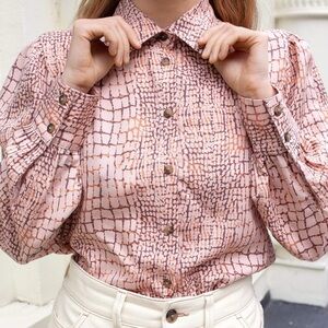 The Drop Croc Print Long Sleeve Button Down Shirt